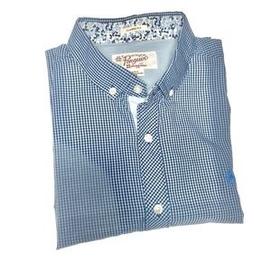An Original Penguin Short Sleeve Blue Checkered Casual Button Down | L